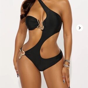 Fashion Nova Black Cutout One-Piece Swimsuit